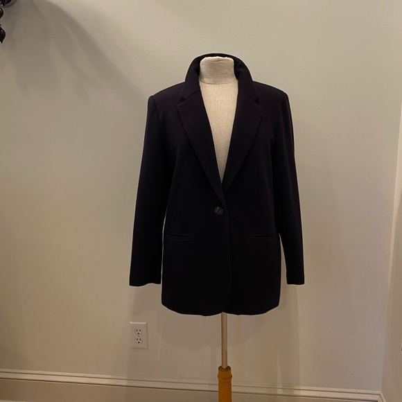 Sag Harbor Womens Navy Wool Blazer / Shoulder Pads / Vintage / Size 12 - Picture 9 of 14